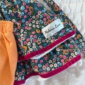 Makena Lane Floral Dress with Pink Trim